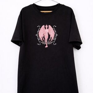 Men’s Black Graphic Tee – Pink Angel Print